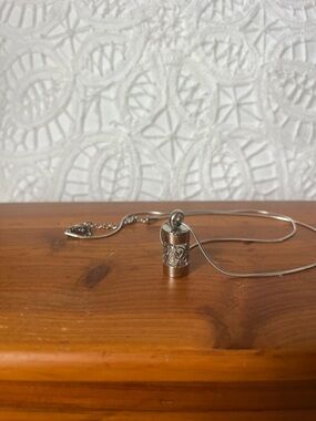 Silver essential oil Filigree Cylinder Pendant Necklace - Women Jewelry